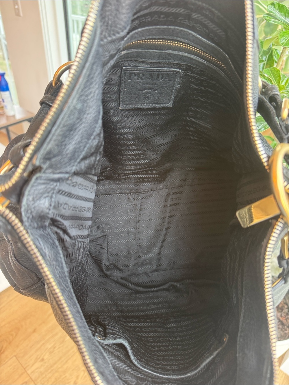 Prada Vitello Daino Leather Hobo Bag – Black Pebbled Leather, Authentic - Picture 10 of 12